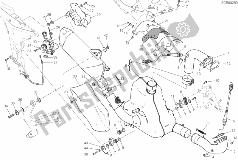 All parts for the Exhaust System of the Ducati Multistrada 1260 Enduro USA 2020